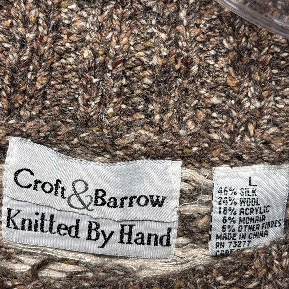 Croft & Barrow Hand Knitted Silk Wool Mohair Reindeer Fair Isle Sweater Mens L - Picture 3 of 10